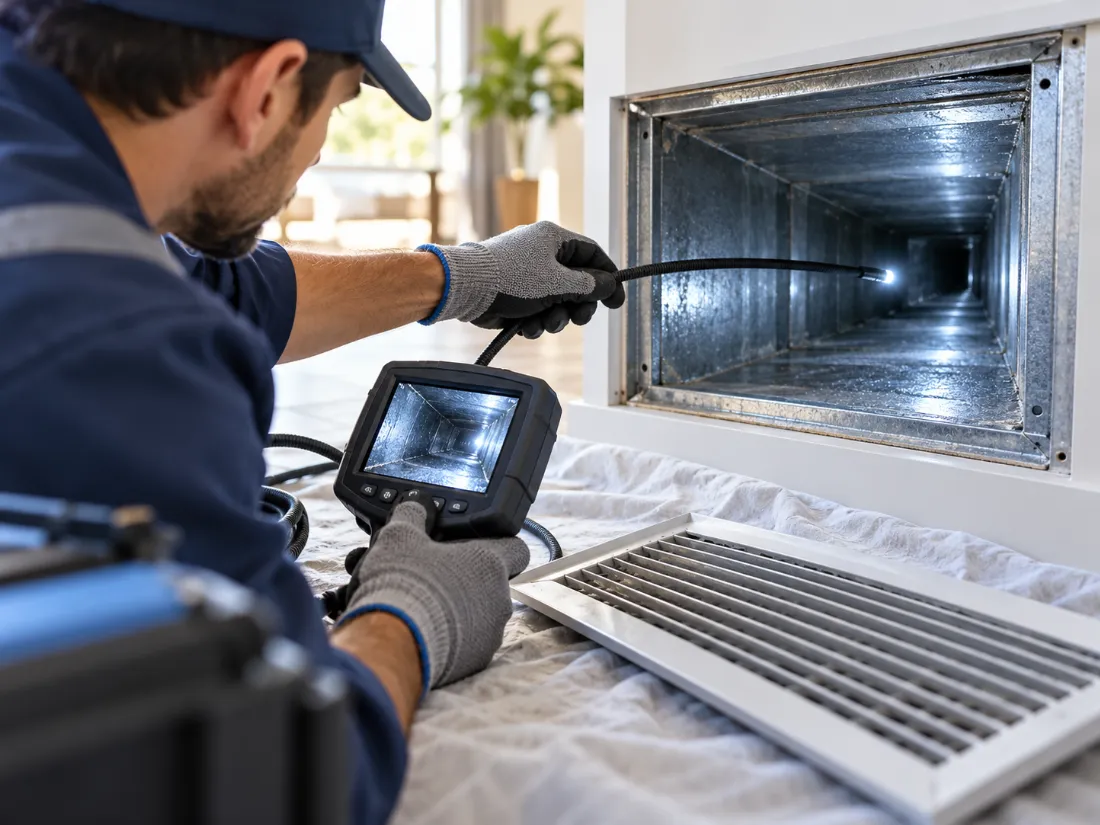 Inspection of an open air conditioning duct