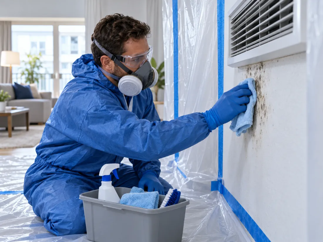 Careful treatment of a visible mold-affected area